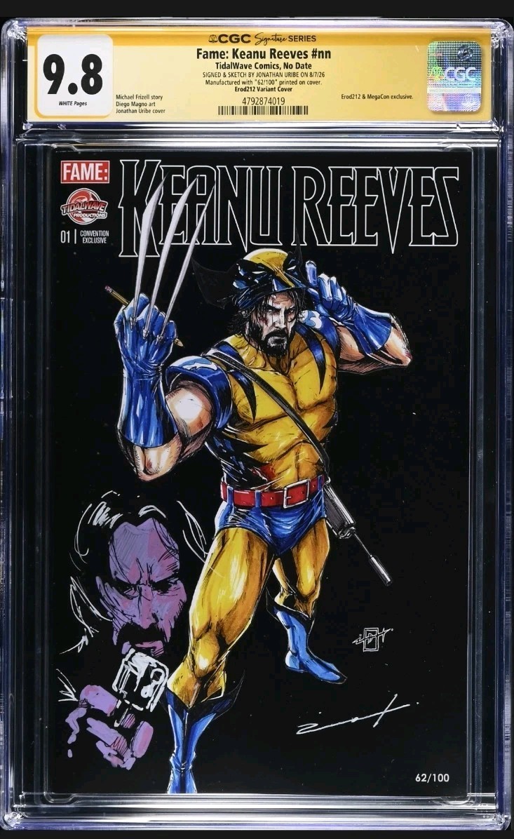 Fame: Keanu Reeves (Tidalwave) Cgc 9.8  Signed & Sketch By Johnathan Uribe 