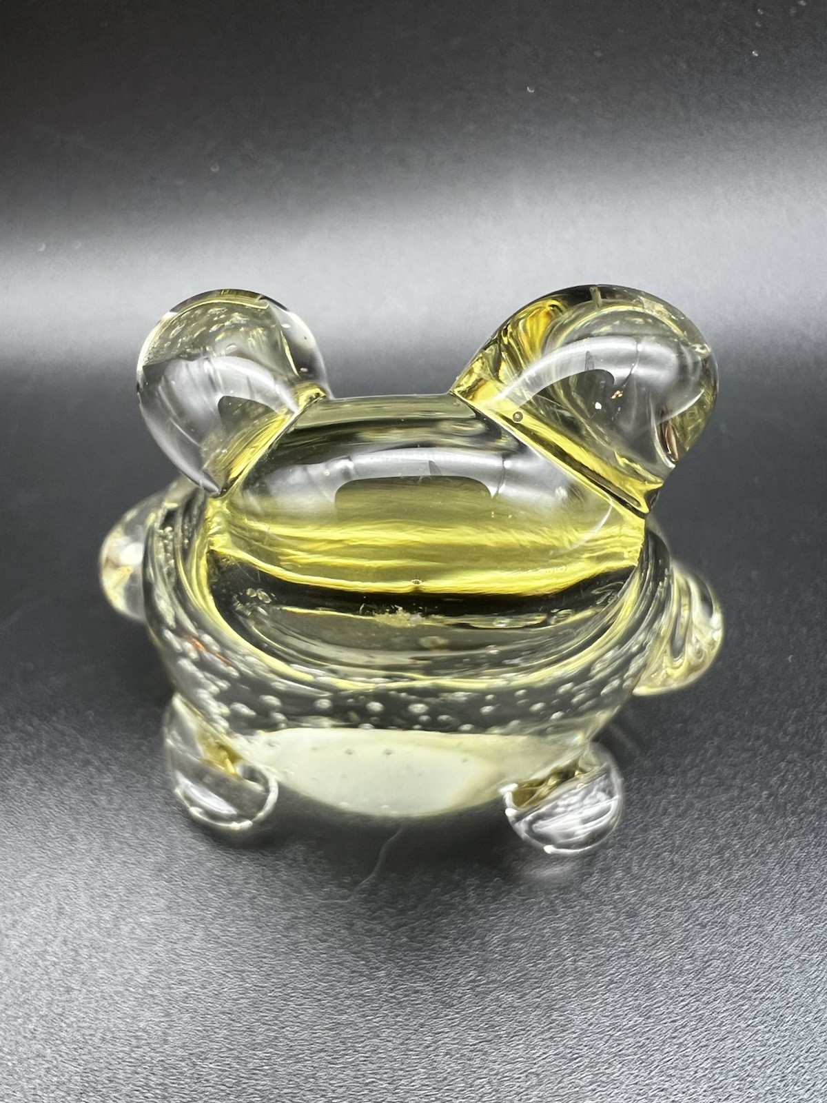 Glass Frog Paperweight Figurine Collectable Art Decor Very Light Green Glass