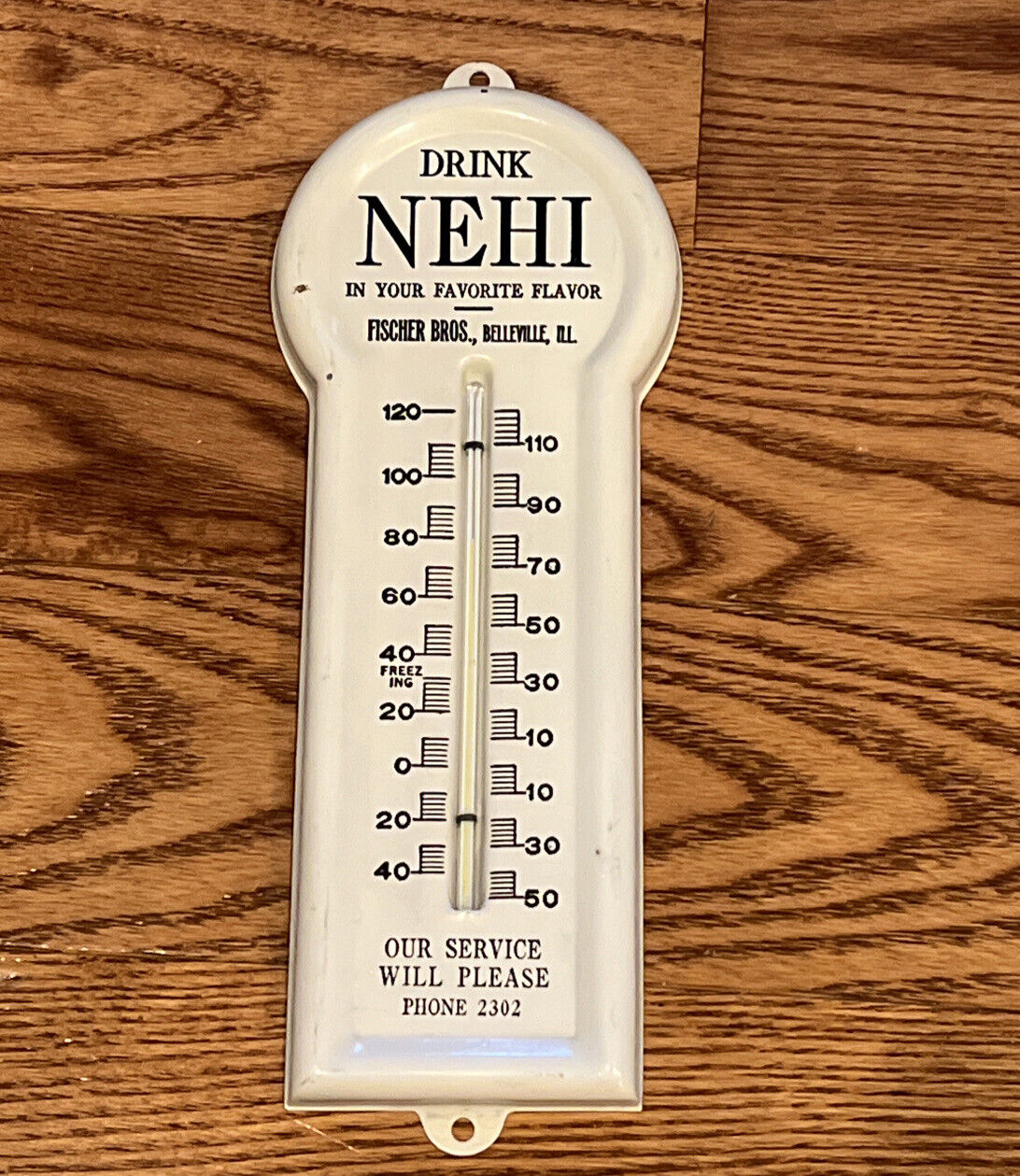 Vintage Nehi Soda Metal Thermometer- Belleville, IL