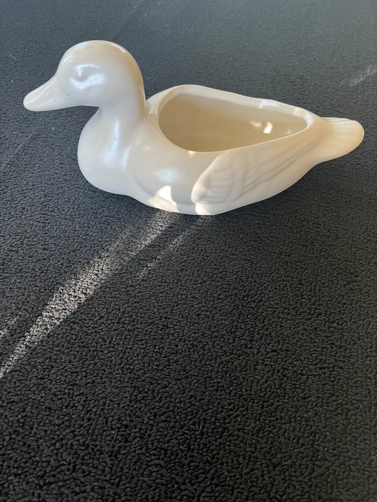 CREAM POTTERY DUCK / MALLARD PLANTER / HALL ?