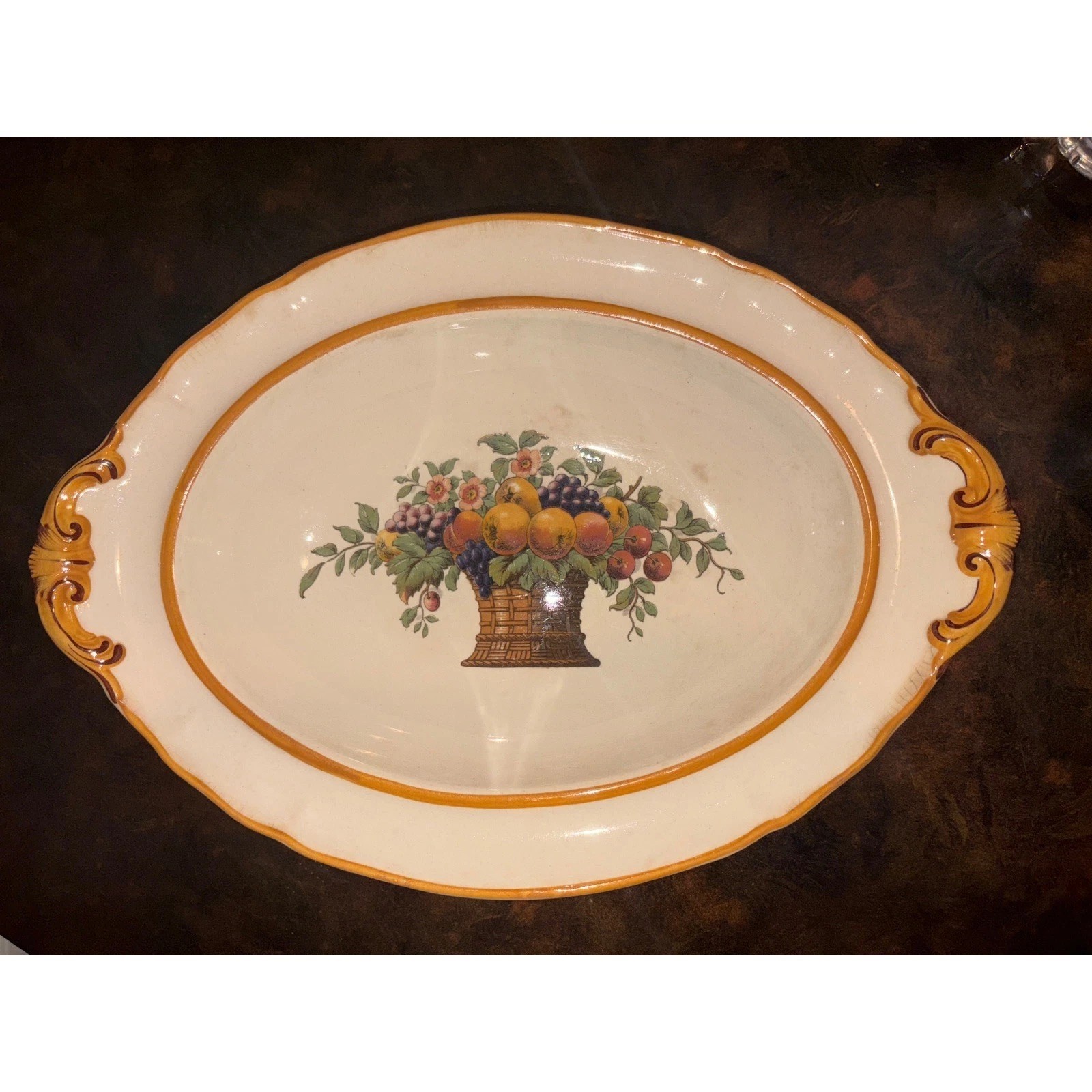 Villeroy & Boch Old Grevins Oval Serving Platter Fruit Basket Vintage 18.5 Inch