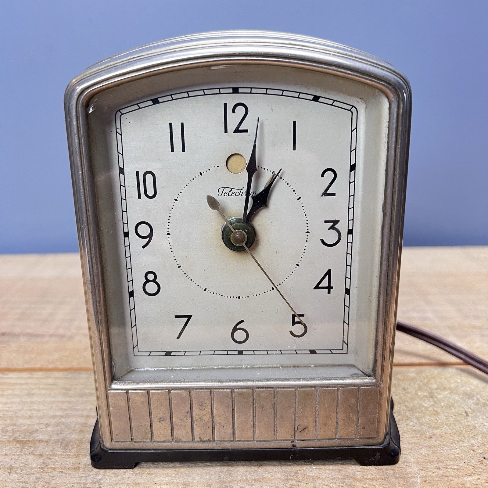 Antique Telechron 711 Telalarm Art Deco Electric Alarm Clock Lighted 1930s