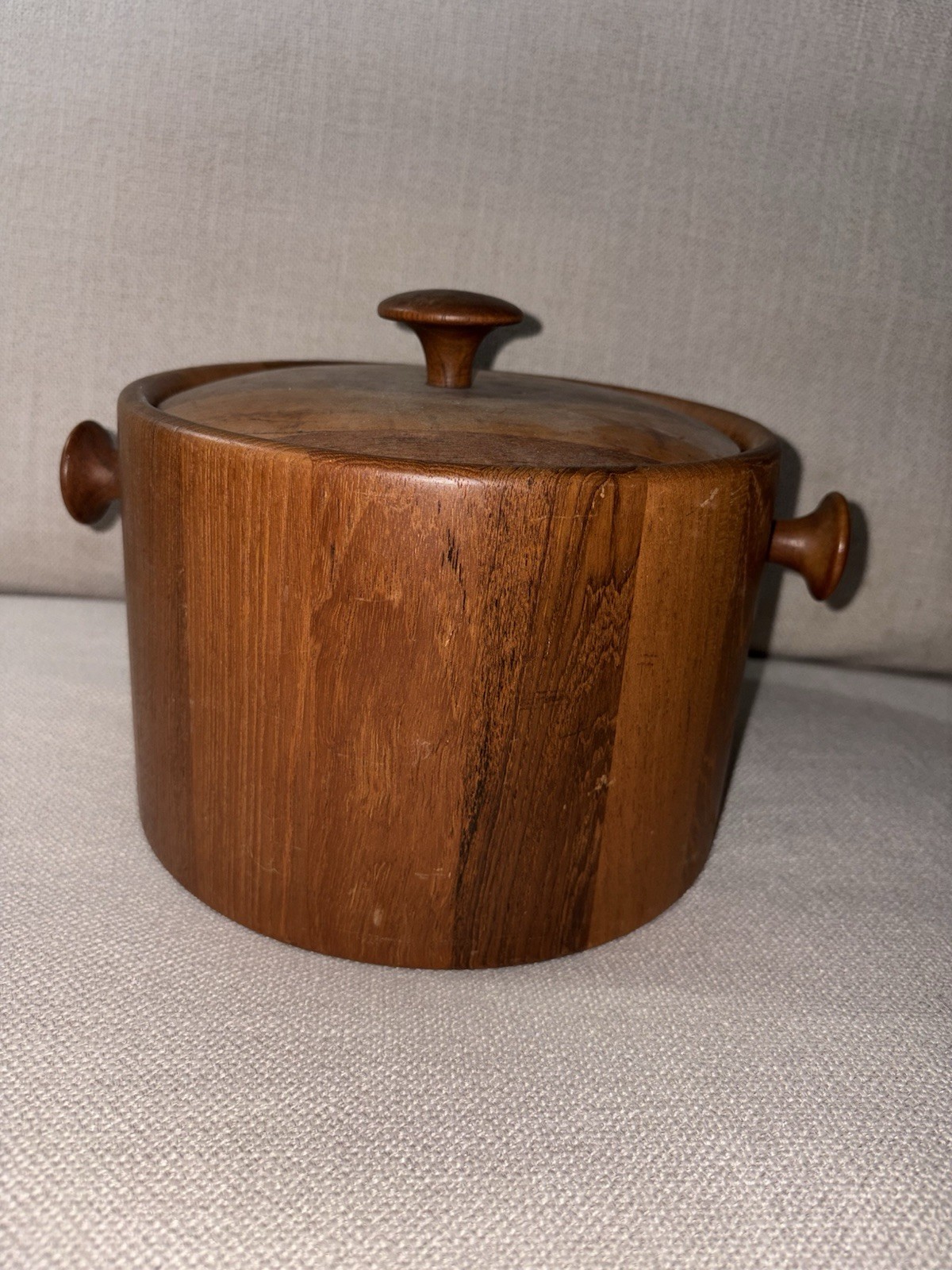 Vintage Digsmed Denmark Teak Wood Ice Bucket MCM Mid Century Modern Barware⁠