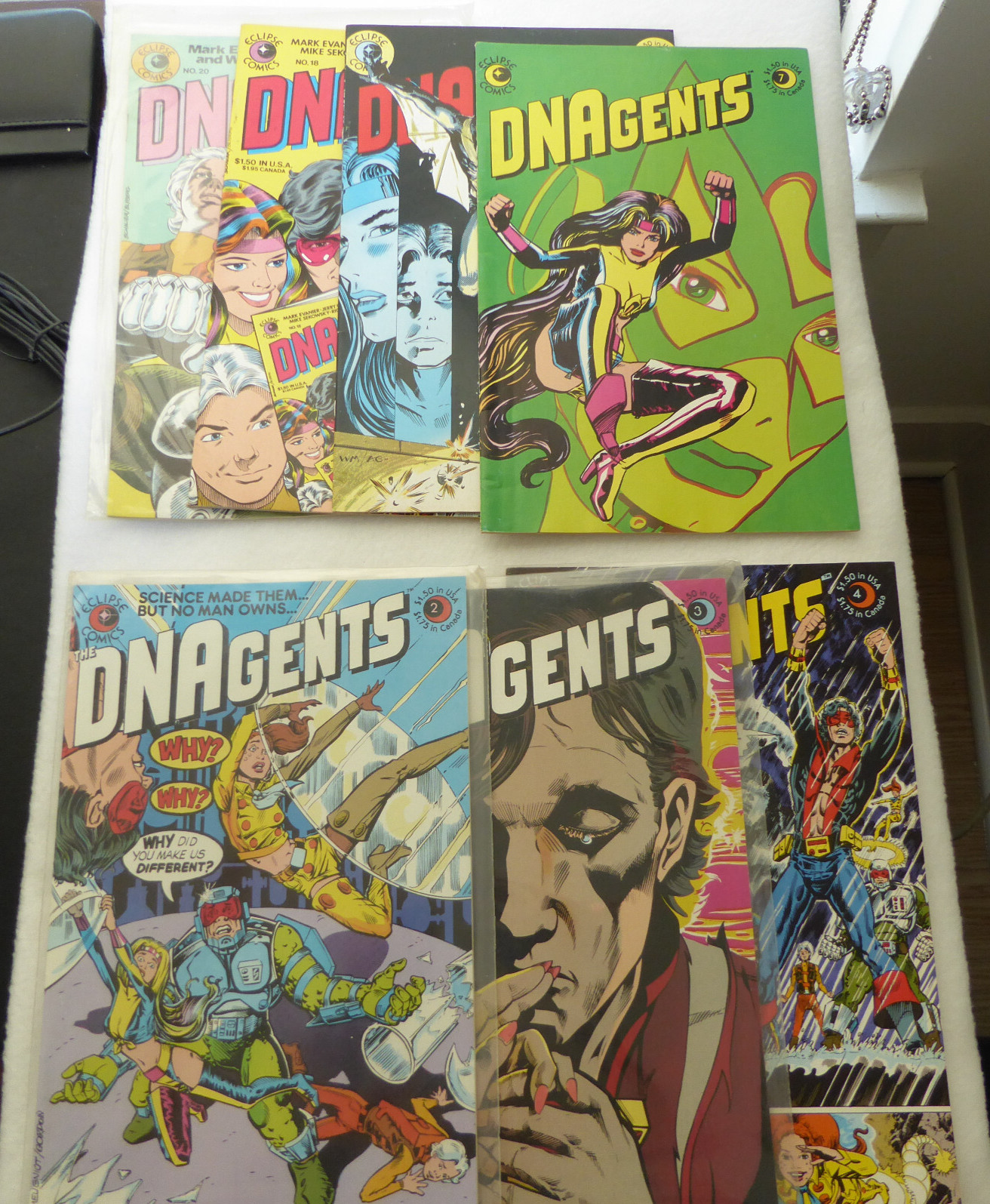 7 Eclipse Comics DNAgents Issues - 3 New & Sealed - 4 In Very Good Condition