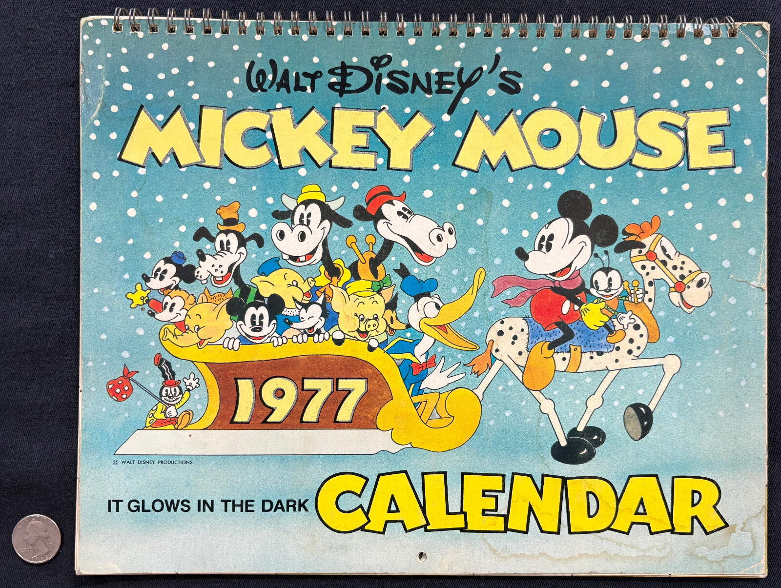 Vintage Walt Disney Mickey Mouse 1977 Glow-In-The-Dark Calender