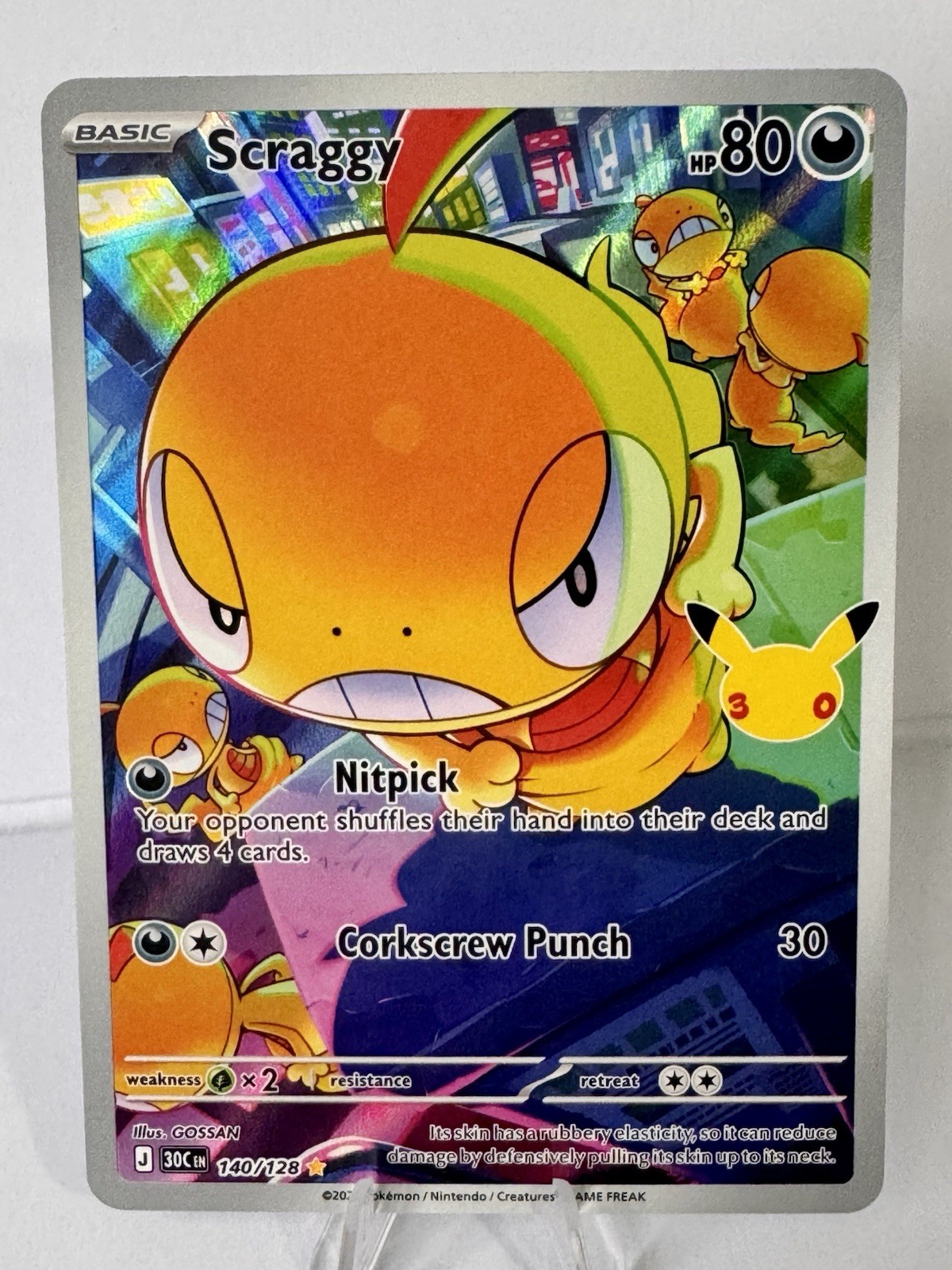 Pokemon TCG 30th Celebrations Anniversary - Scraggy 140/128 Illustration Rare