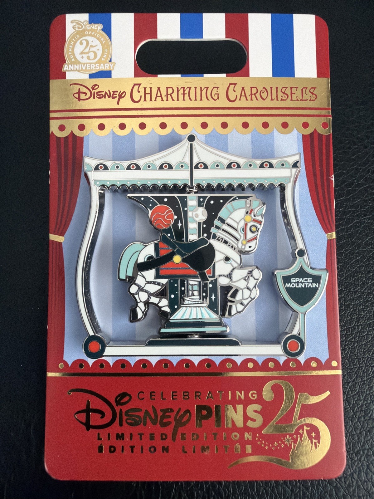 Disney 2025 Charming Carousels Pin Space Mountain Carousel Spinner LE 2000 DLR