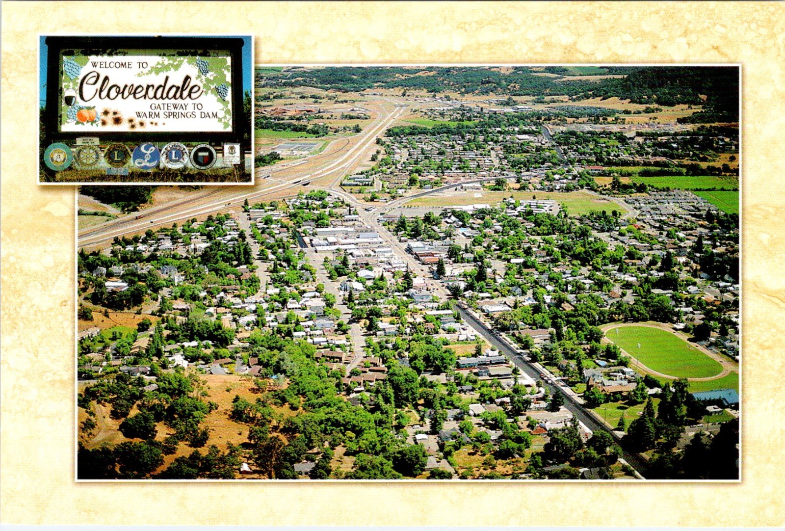Cloverdale, CA California  BIRD'S EYE VIEW  Sonoma County  4X6 Postcard