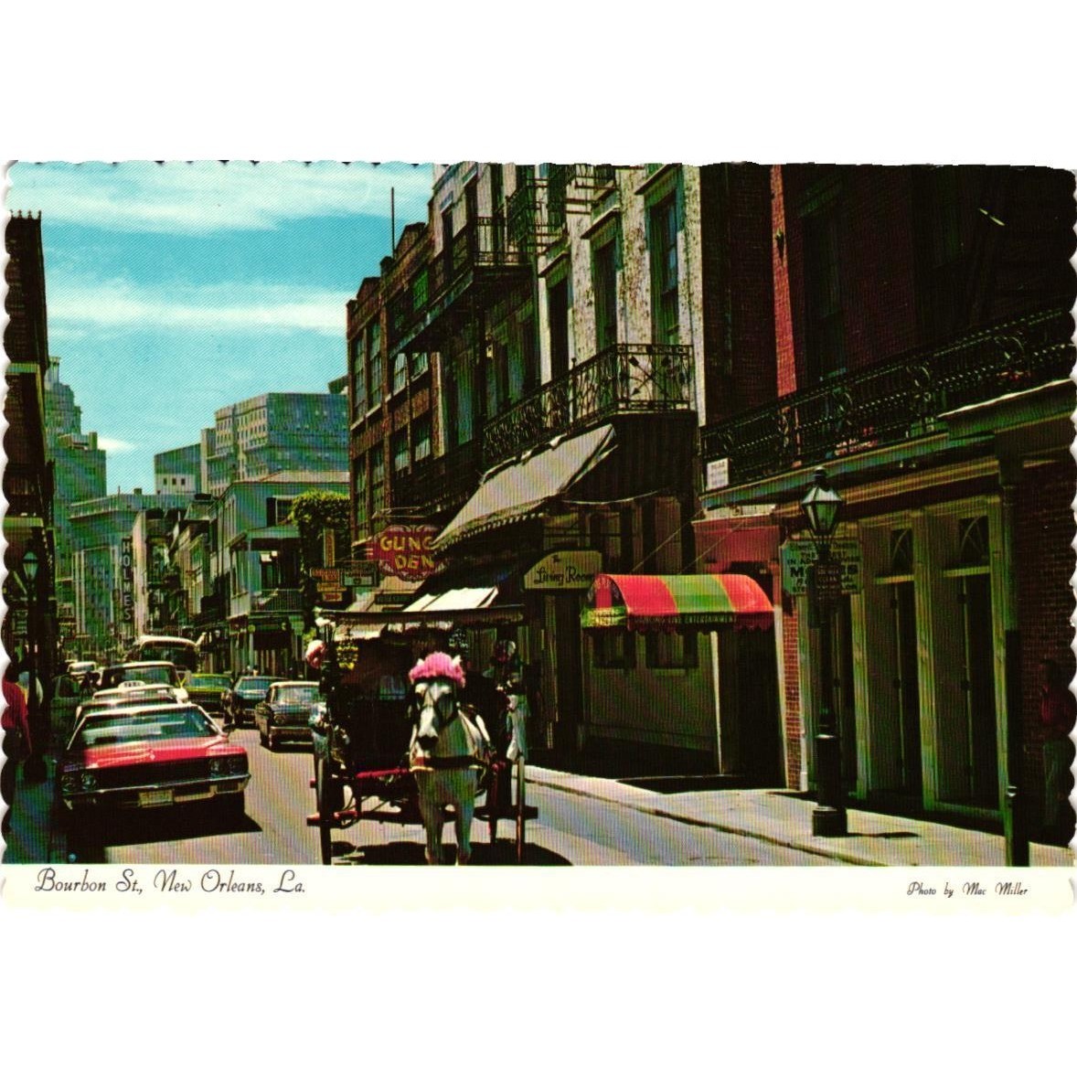 Vintage Bourbon Street New Orleans Postcard Dexter Press 1971 Horse Carriage