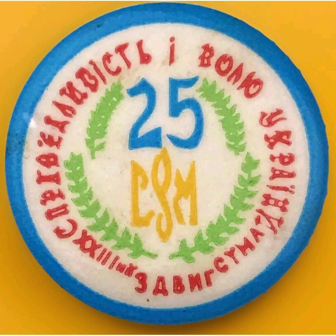 Ukrainian Youth Pin Blue 25 Commemorative Patriotic Anniversary Collectible Ukrainian Youth Pin Blue 25 Commemorative Patriotic Anniversary Collectible