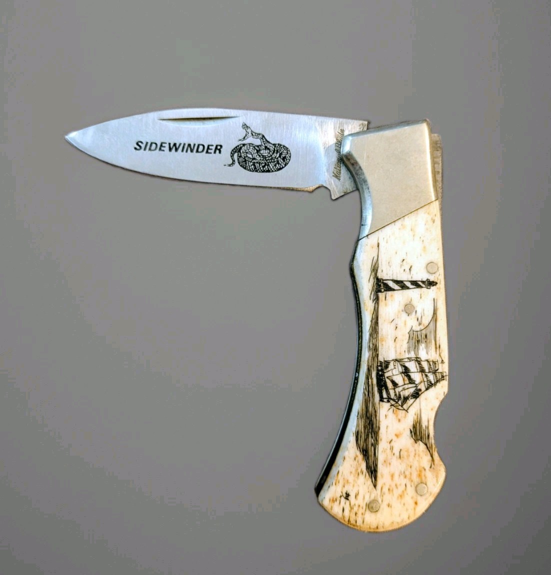 Vintage US National Blade Japan Made Scrimshaw Folding Pocket Knife Vintage US National Blade Japan Made Scrimshaw Folding Pocket Knife