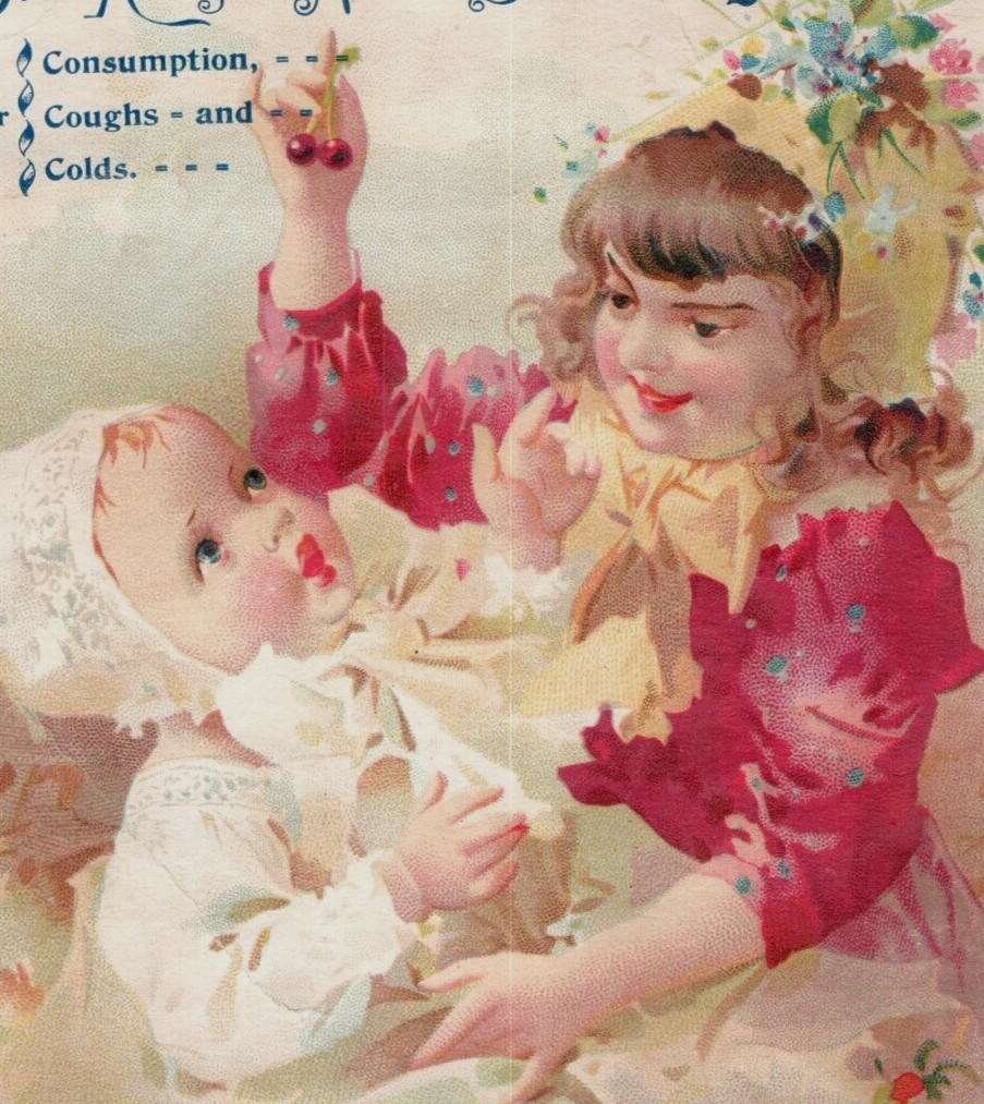 1880s Dr. King\'s Cure-All Quack Medicine Adorable Baby & Child Cherries #7S 1880s Dr. King\'s Cure-All Quack Medicine Adorable Baby & Child Cherries #7S