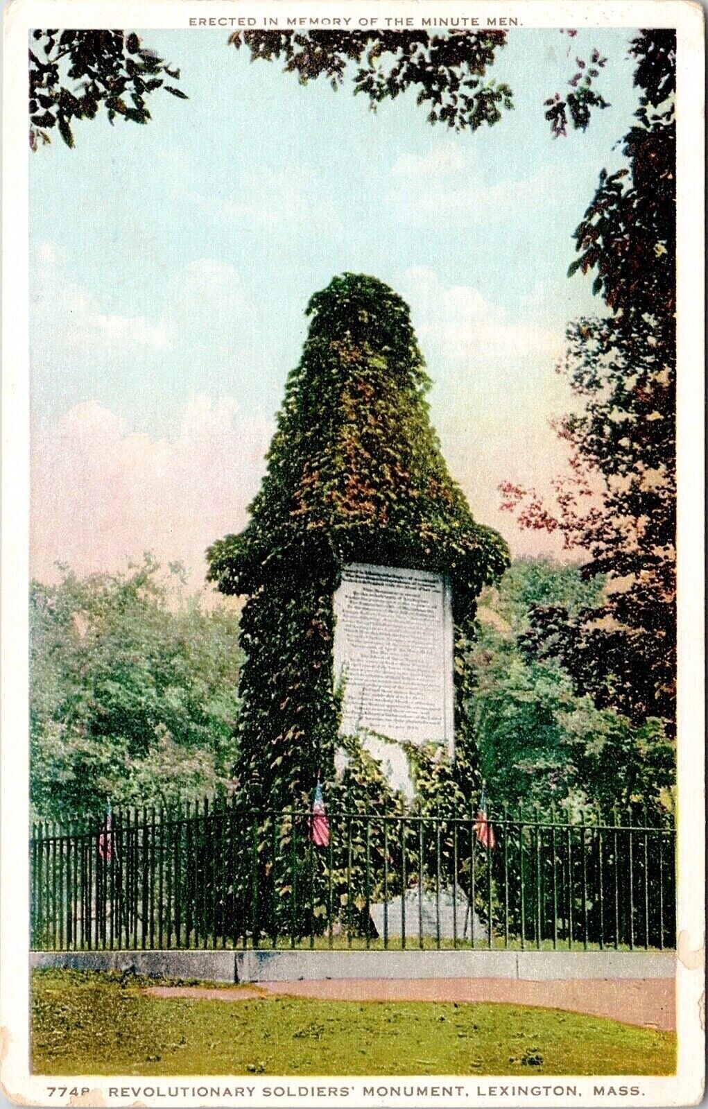Revolutionary Soldiers Monument Lexington Massachusetts Minute Men UNP Postcard