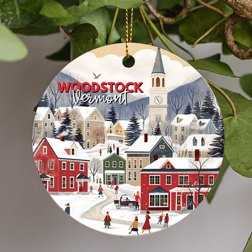 Woodstock Vermont Christmas Ornament, Handmade Ornament, Travel Ornament Gift