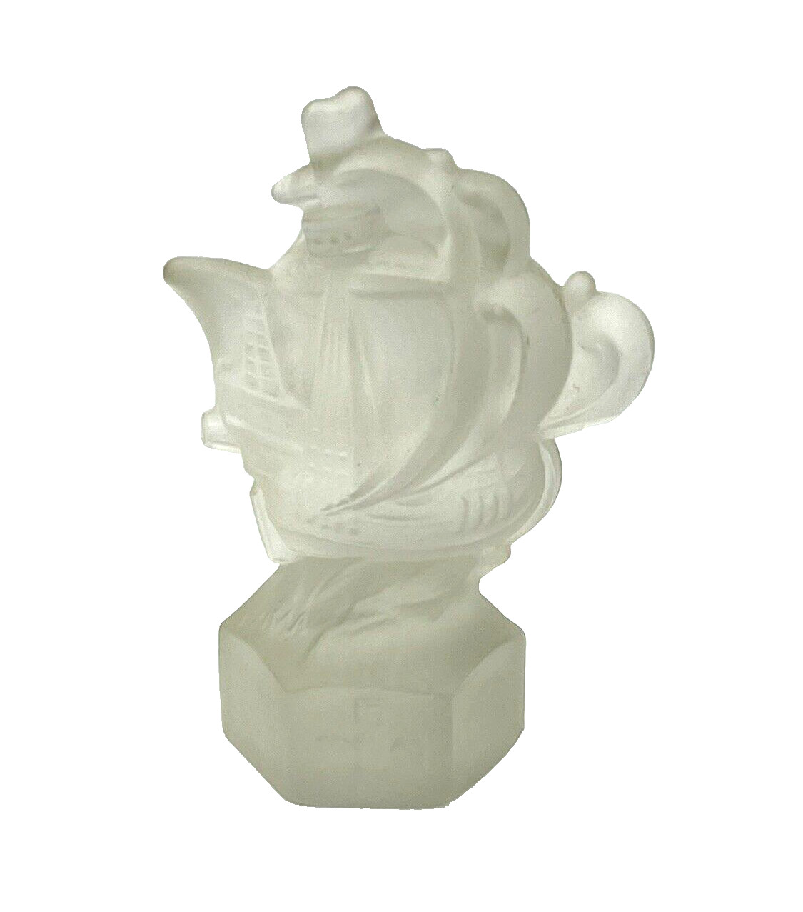 IVIMA Glass 1895 Frosted Sailing Ship Paperweight Figurine 3.4\