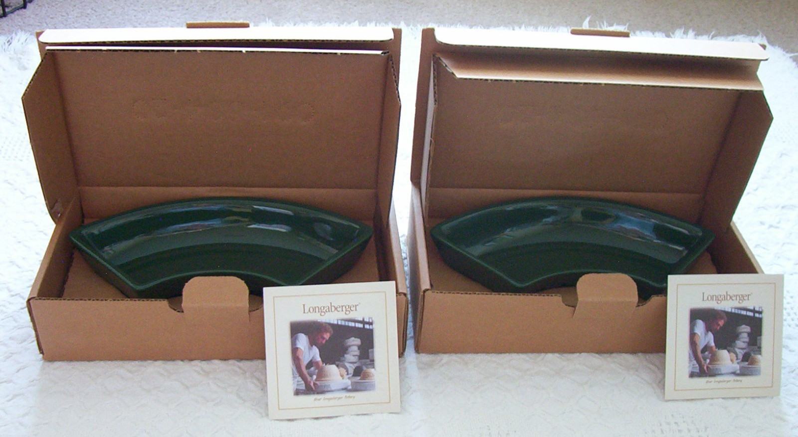 LONGABERGER Woven Traditions CRESCENT dishes IVY pottery set of 2 NEW in box LONGABERGER Woven Traditions CRESCENT dishes IVY pottery set of 2 NEW in box