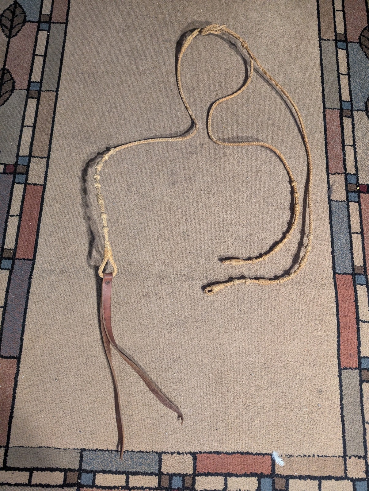 Vintage Vaquero Braided Rawhide Romal Romel Rommel 40 inch Cowhorse Trail Reins