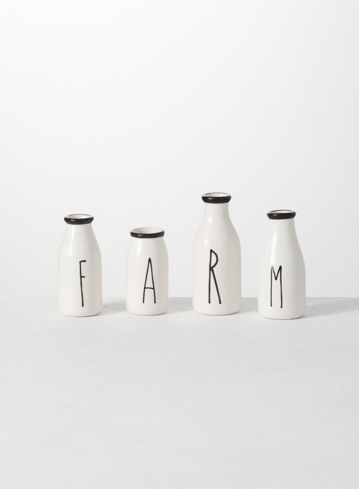  Set of 4 White Farm Cream Vase Decorative Vases 4.25\