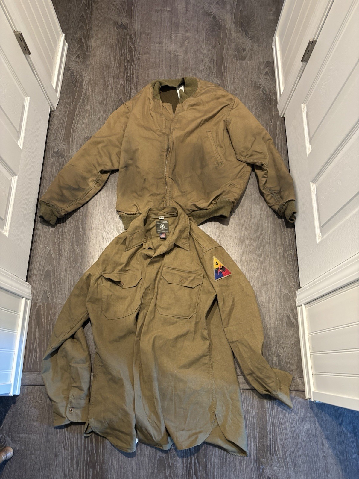WWii Impressions Tanker Jacket And Wool Shirt 4th Armored Patch 44L 16 1/2x36
