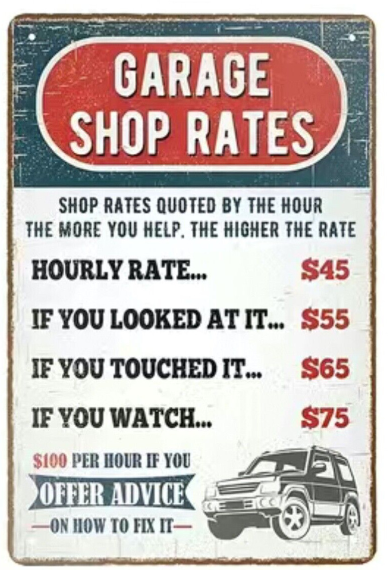 Garage Shop Rates Quote Magnet