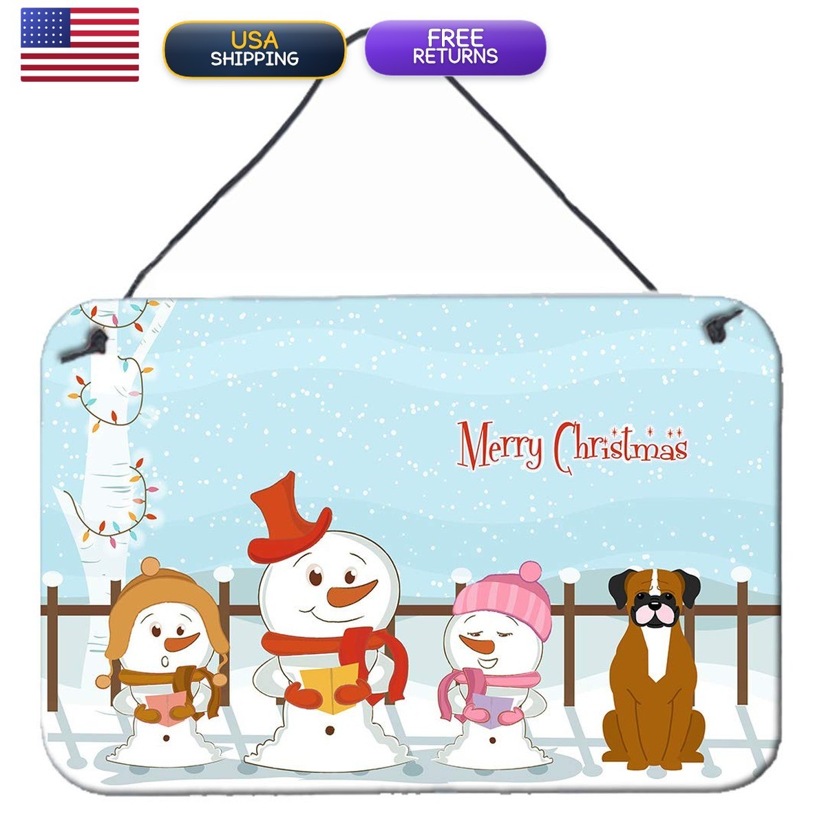 Caroline's Treasures BB2447DS812 Merry Christmas Carolers Flashy Fawn Boxer