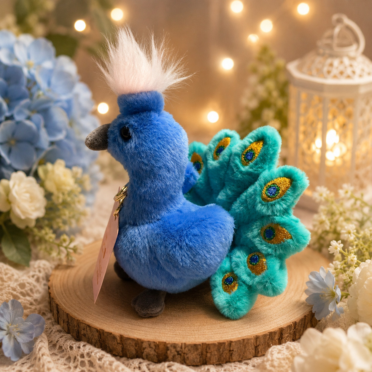 Cute Plush Animal Keychain Bunny Peacock Bear Assorted Designs Soft Toy Gift
