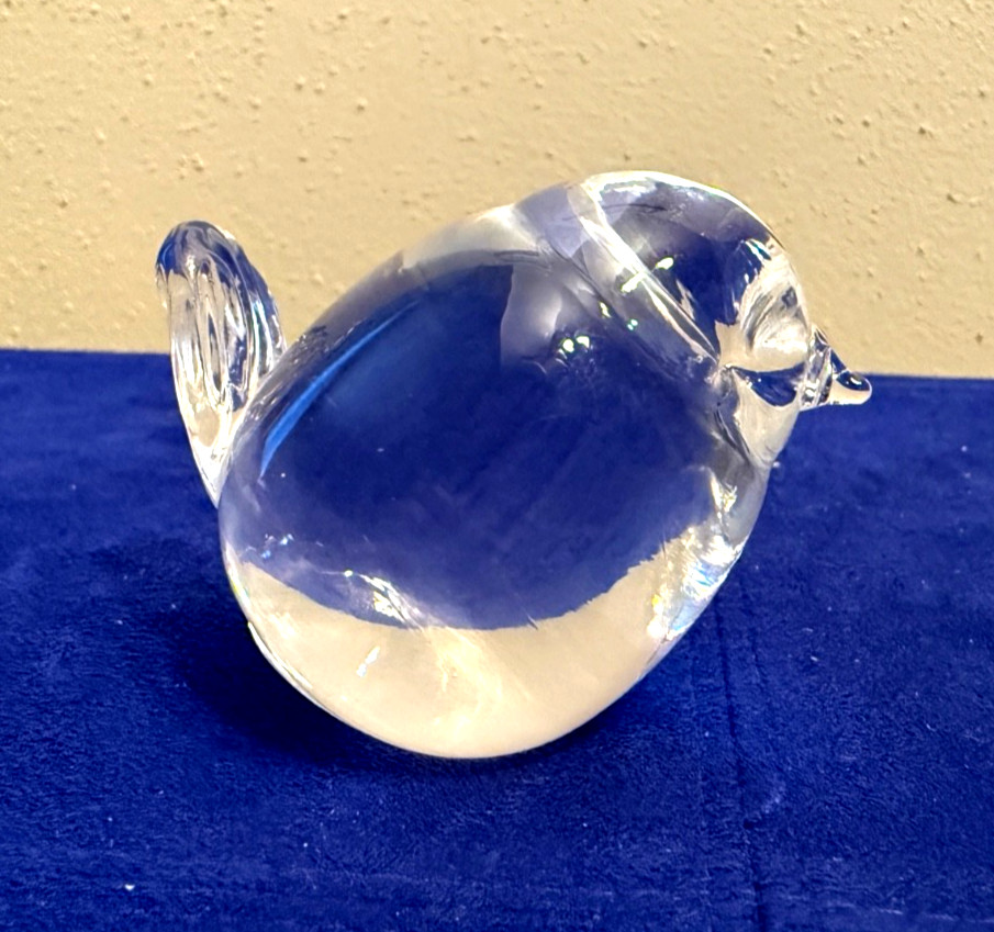 Art Glass Crystal Clear Iridescent Bird Figurine 2 1/2\