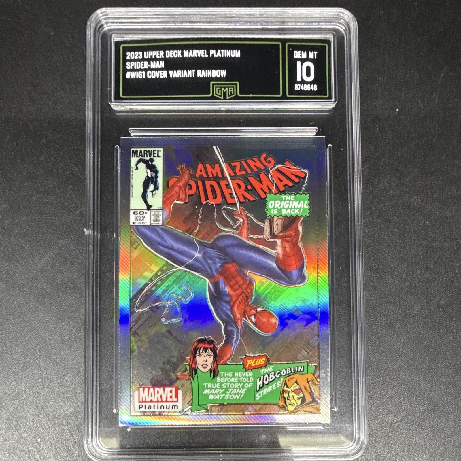 Upper Deck 2023 Marvel Platinum Spider-Man #WI61 Cover Variant Rainbow GMA 10