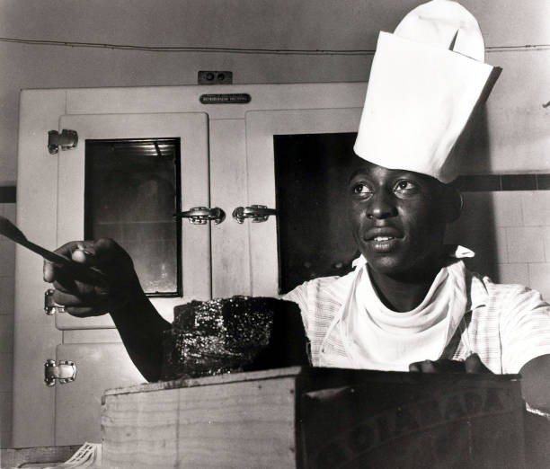 Sport Football 1960 Brazil star Pele pictured a chefs hat doing so- Old Photo