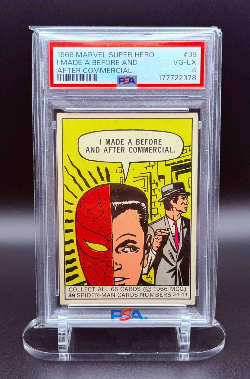 1966 Donruss Marvel Super Heroes 39 Spider-Man ROOKIE SET - PSA 4 - JUST GRADED