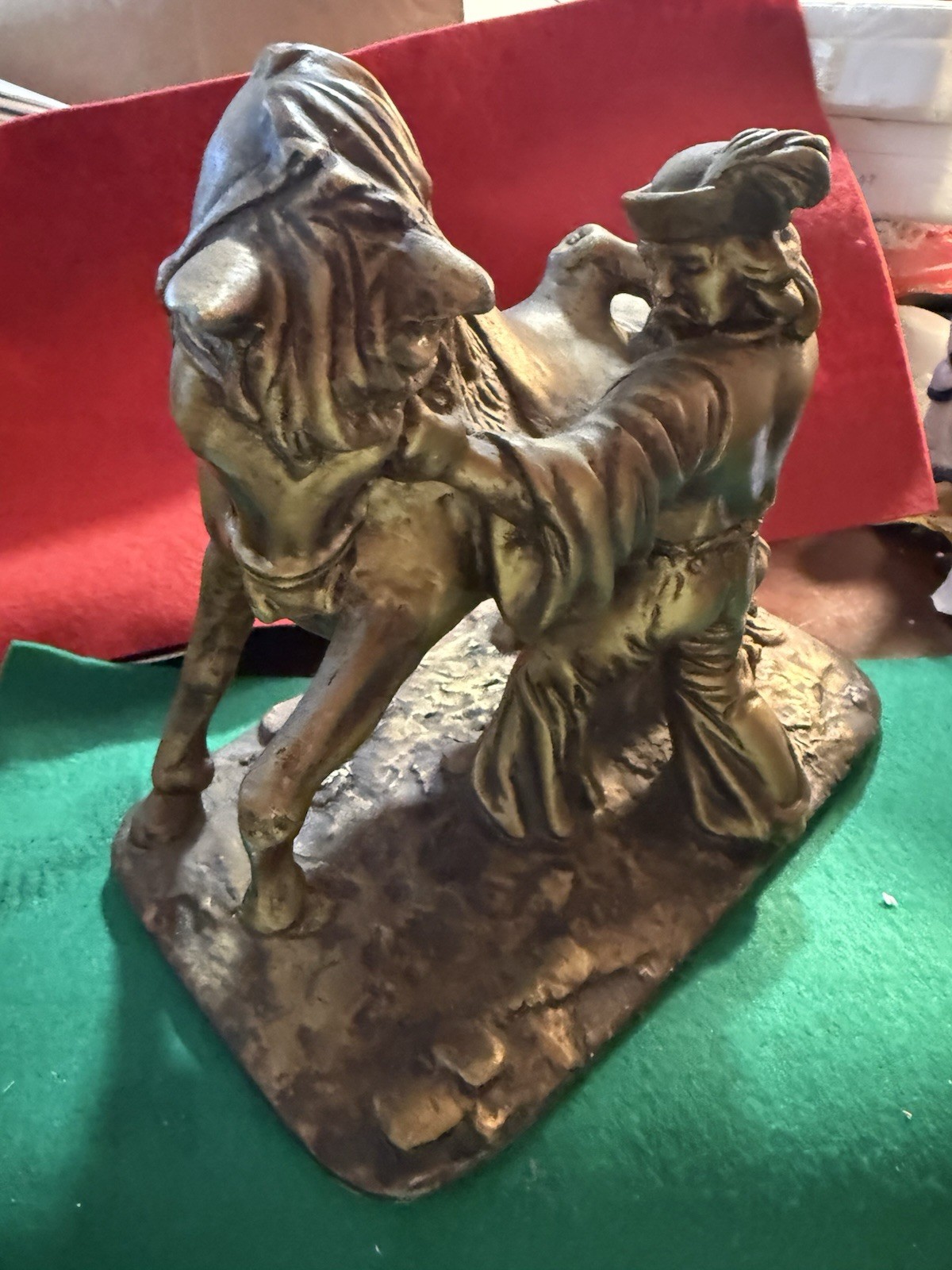 Vintage Heavy Cast Metal Hungarian Csikós Horse Wrangler Statue Made In Hungary