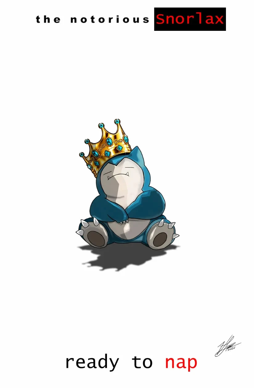 The Notorious Snorlax Ready to Nap NYCC Embossed Foil SIGNED Victor Lopez LTD 30