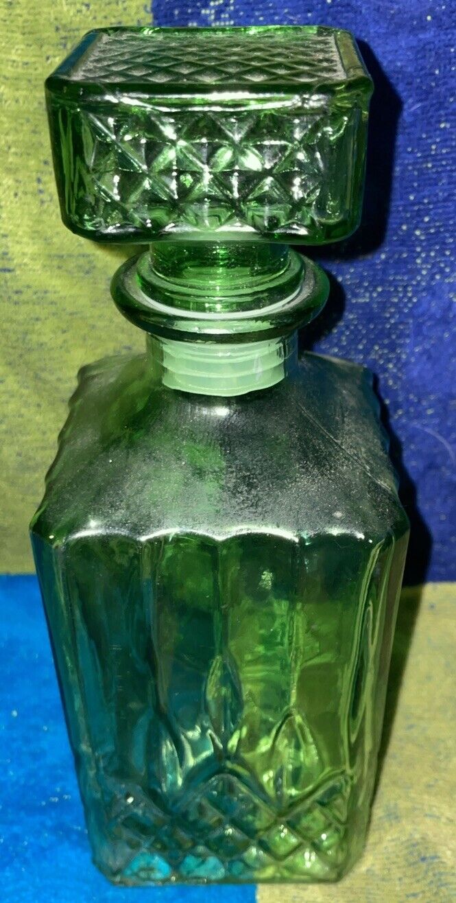 Vintage Green depression glass Jar canister with lid