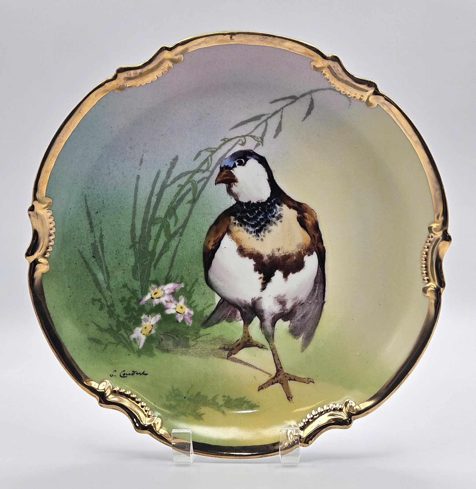 Antq Coronet Limoges Hand Painted Pheasant Game 10