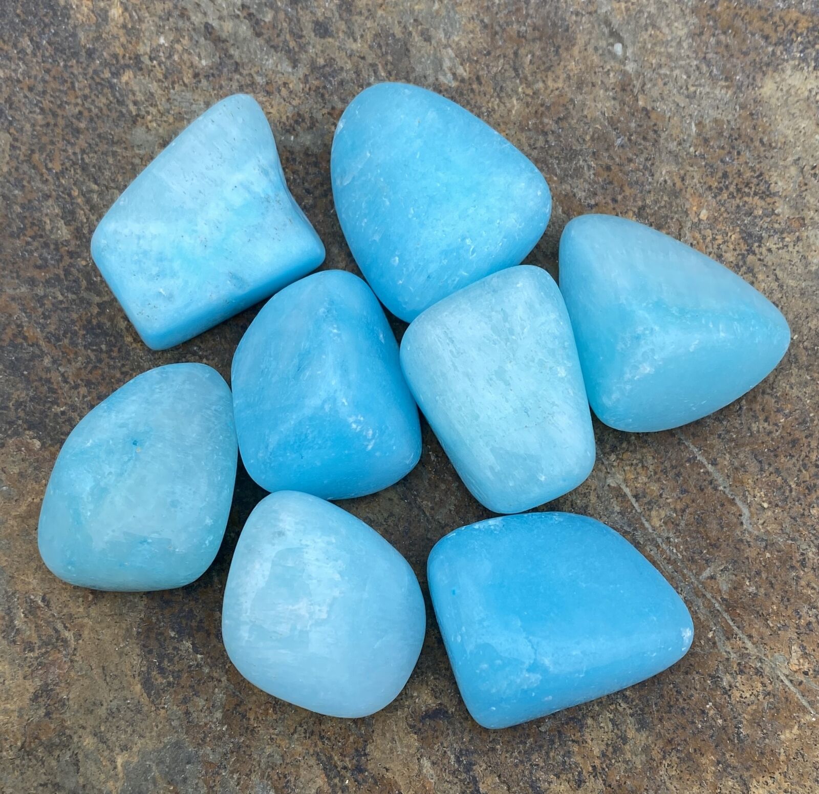 Blue Aragonite  Large Pocket Stone  Communication Patience Peace 29400E