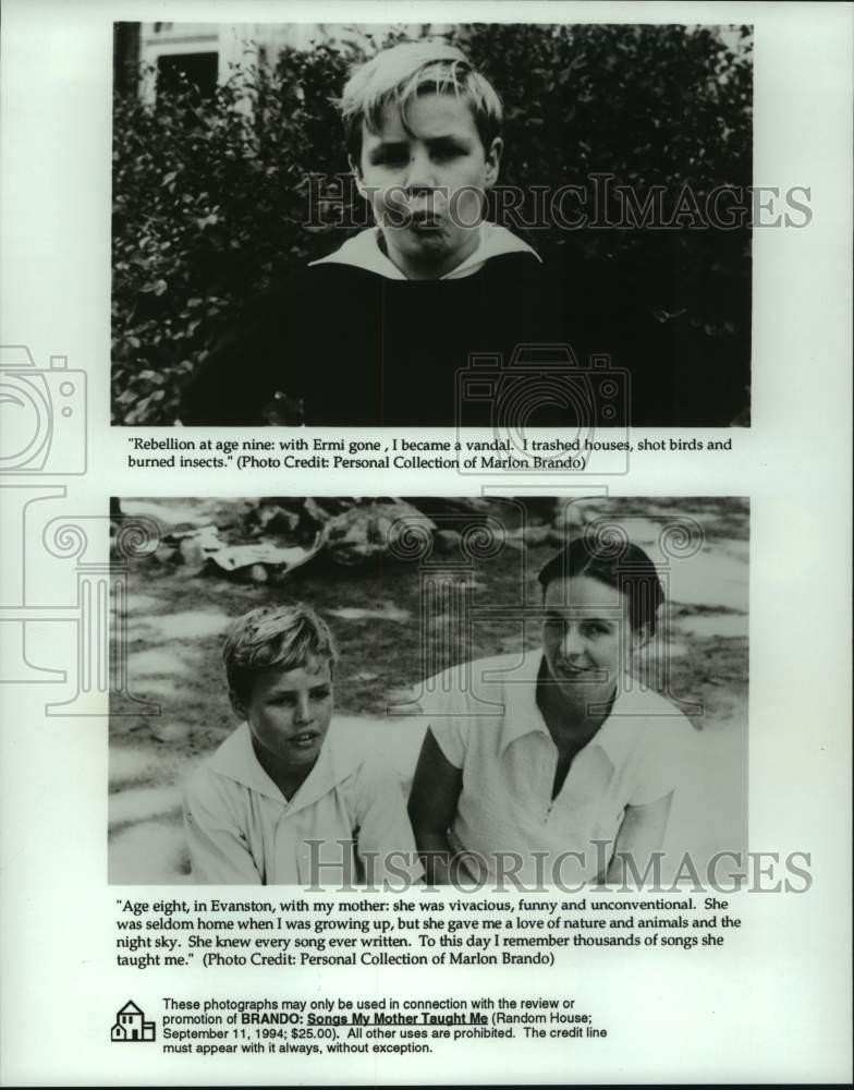 1994 Press Photo Marlon Brando and his mother in his younger years - lrp16826 1994 Press Photo Marlon Brando and his mother in his younger years - lrp16826