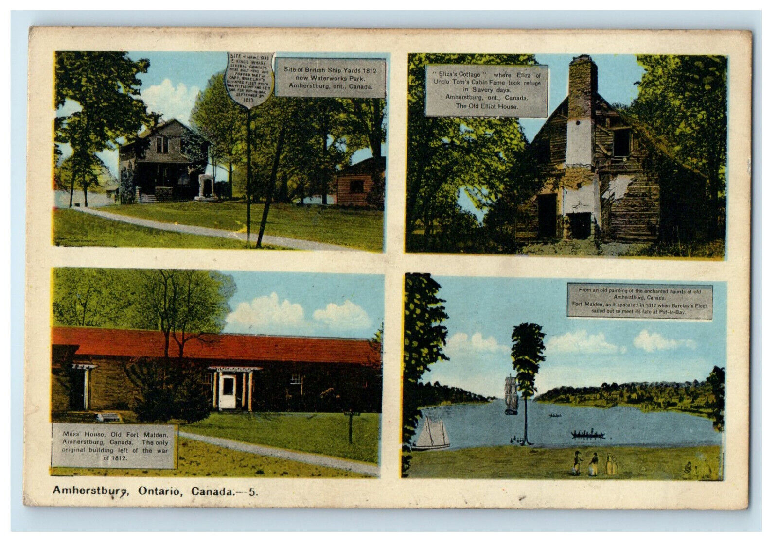 1953 Multiview of Amherstbury Ontario Canada Unposted Antique Postcard