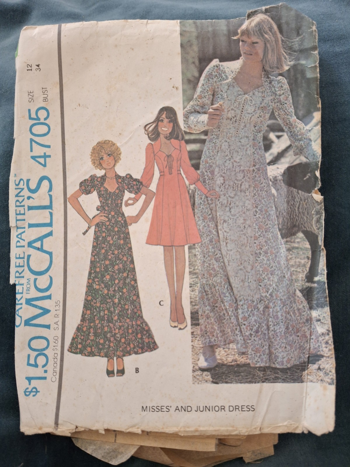 Vintage McCalls Dress Pattern 4705 Bust 34 Vintage McCalls Dress Pattern 4705 Bust 34