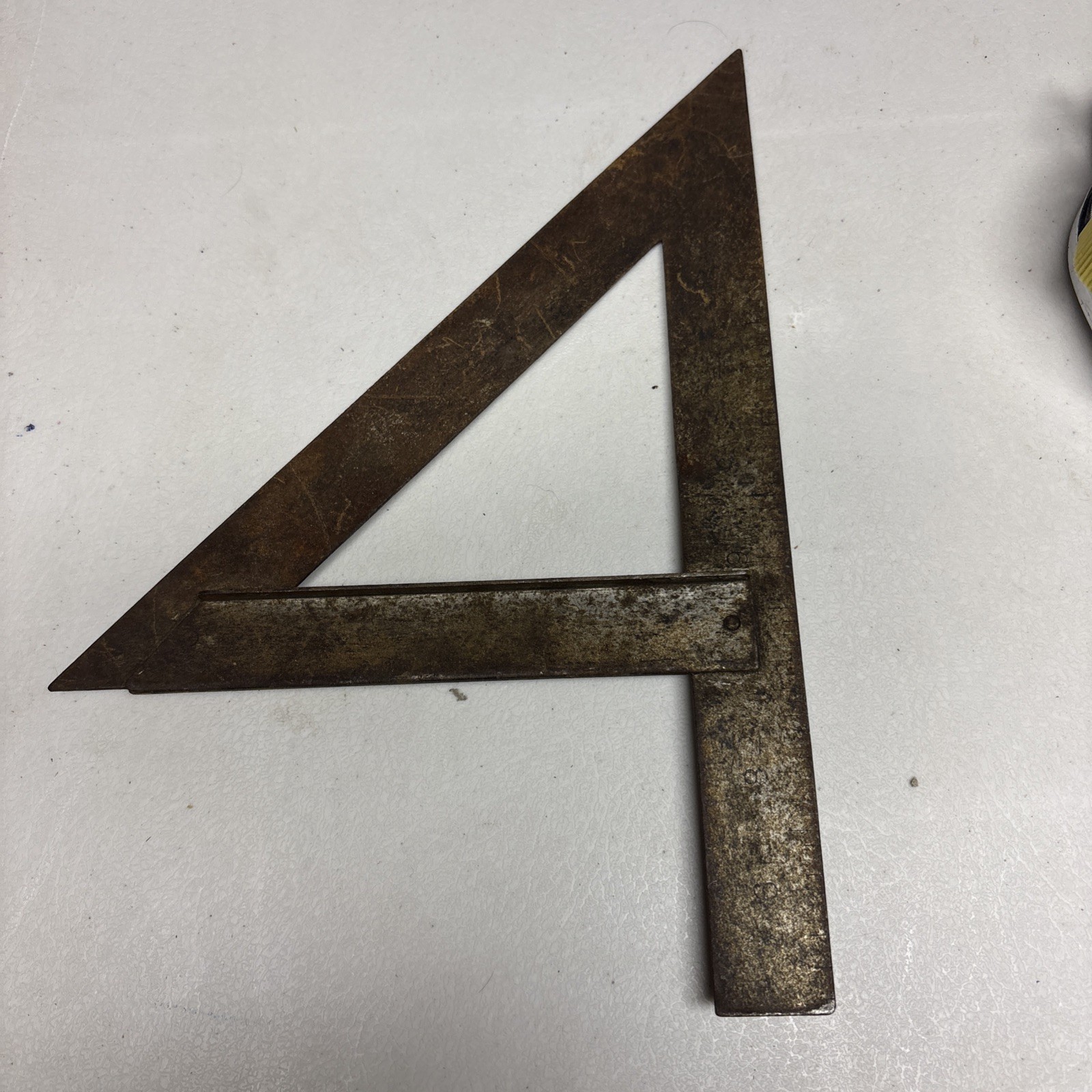 Vintage Antique Tool Works USA Miter Square Triangle Rusty