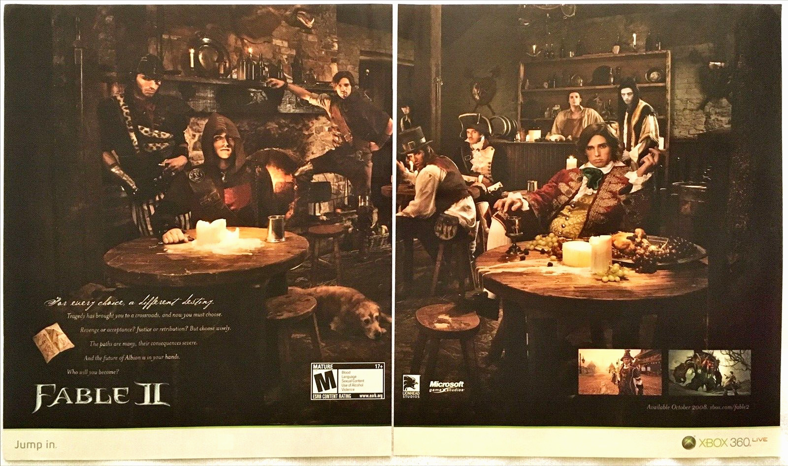 Vintage Print Ad 2007 Fable II 2 Xbox 360 Original Full Promo Wall Art