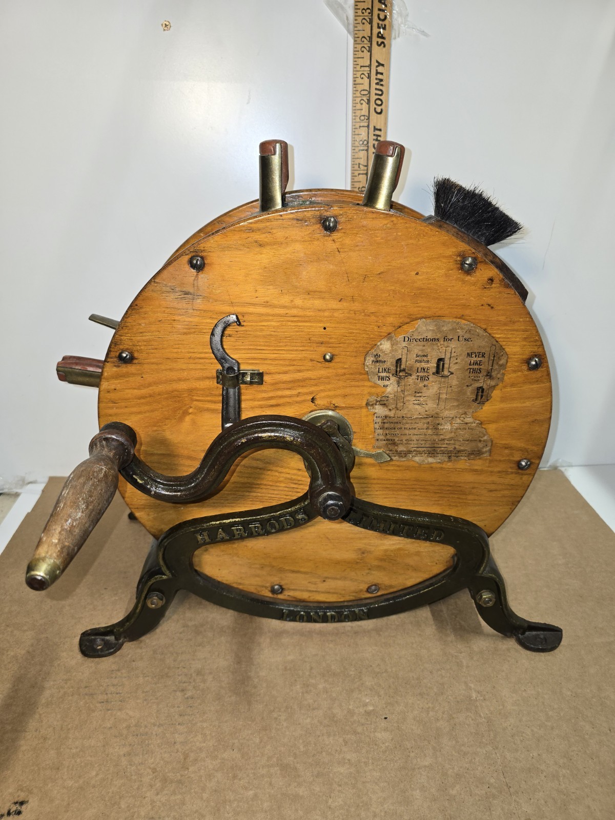antique Rotary Crank Knife Sharpener/Cleaner Harrods Limited London England 