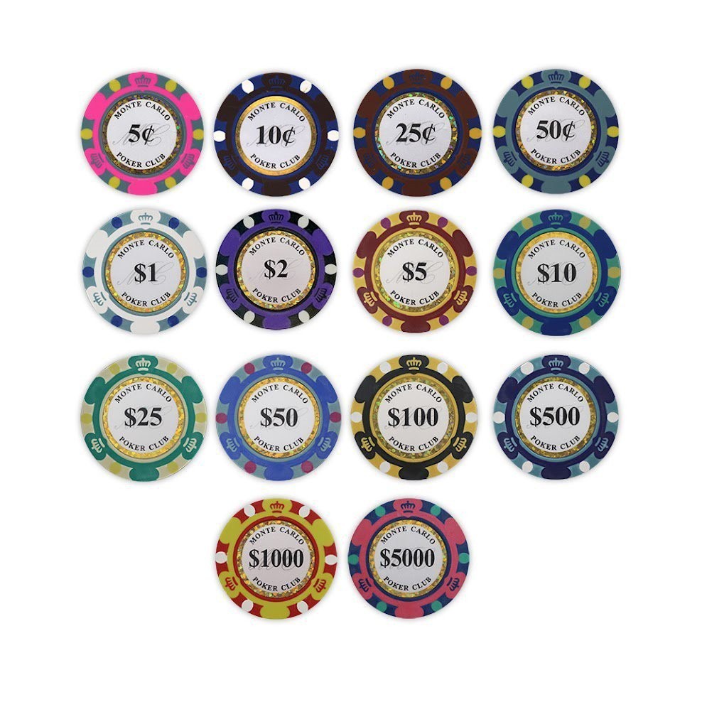 Monte Carlo Poker Chips - SAMPLE PACK Set - 14 Denominations - 14 Gram NEW
