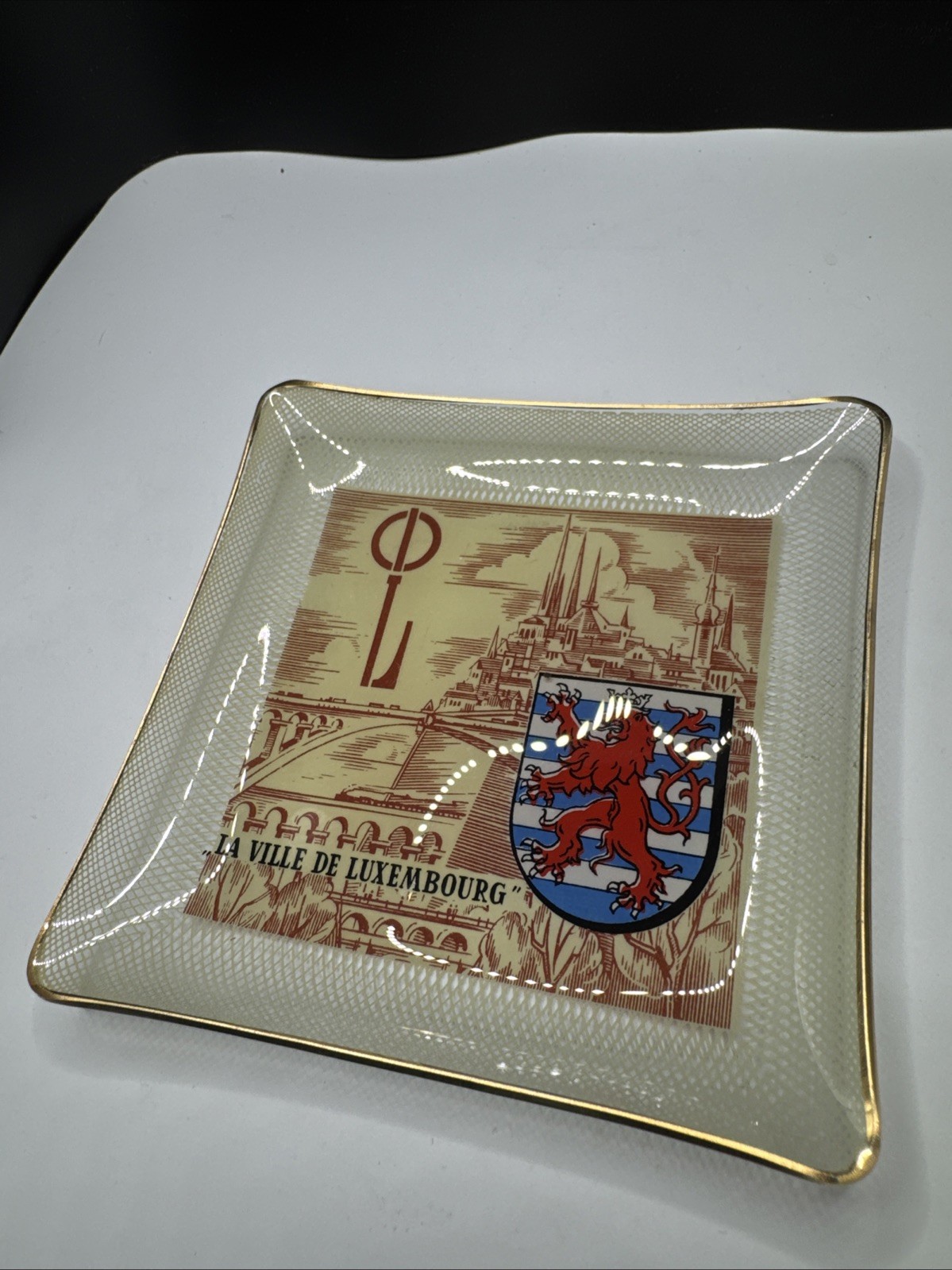 Vintage Luxembourg City souvenir glass tray Vintage Luxembourg City souvenir glass tray
