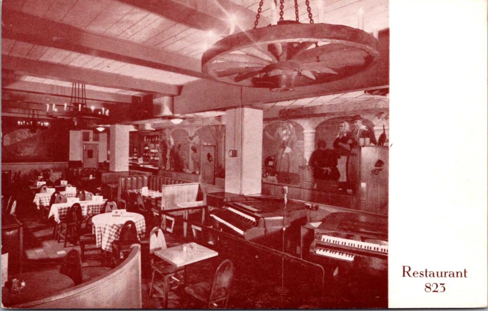 Postcard Interior of Restaurant 823 at Fifteenth St NW in Washington D.C.