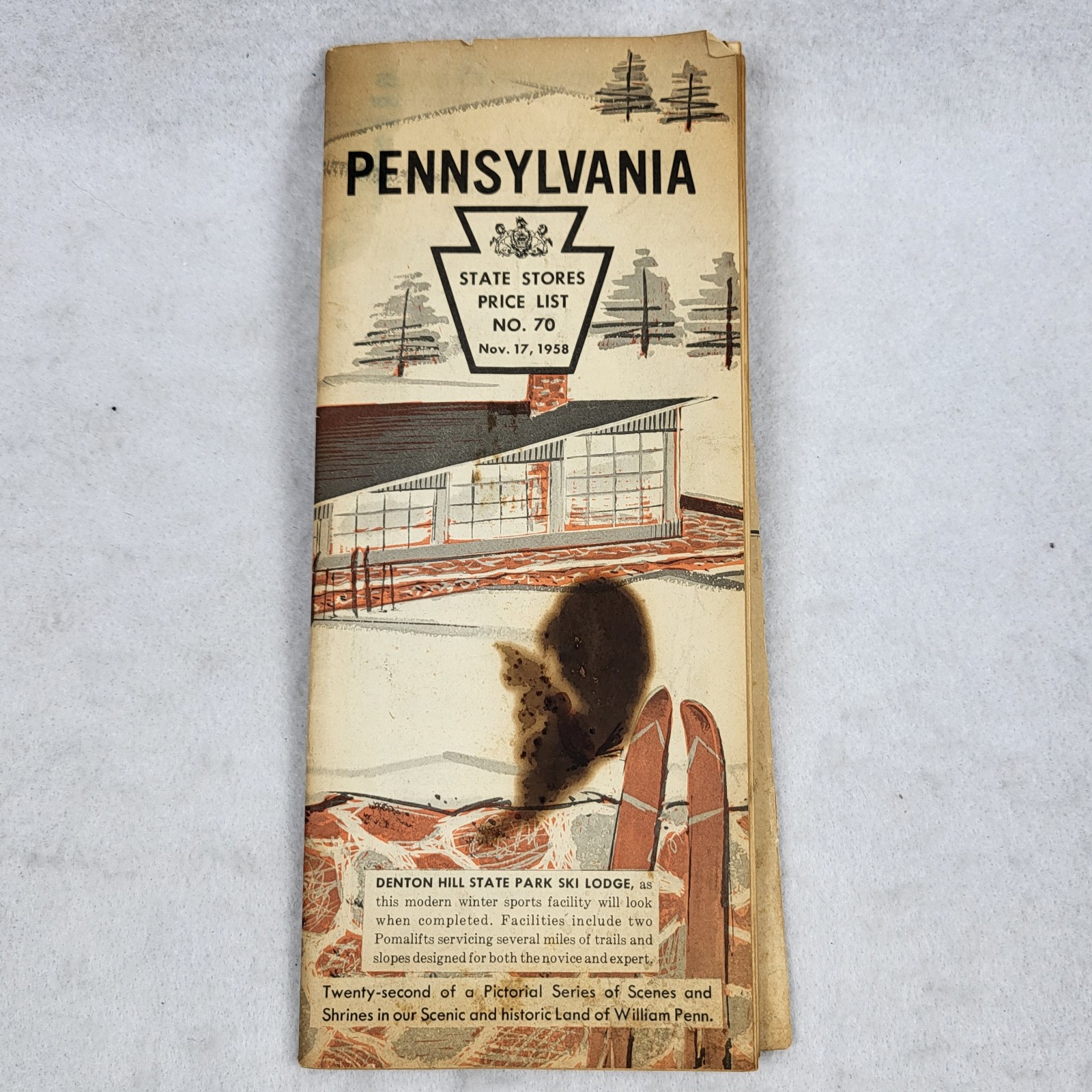 VTG 1958 Pennsylvania State Store Liquor No 70 Price List Denton Hill State Park