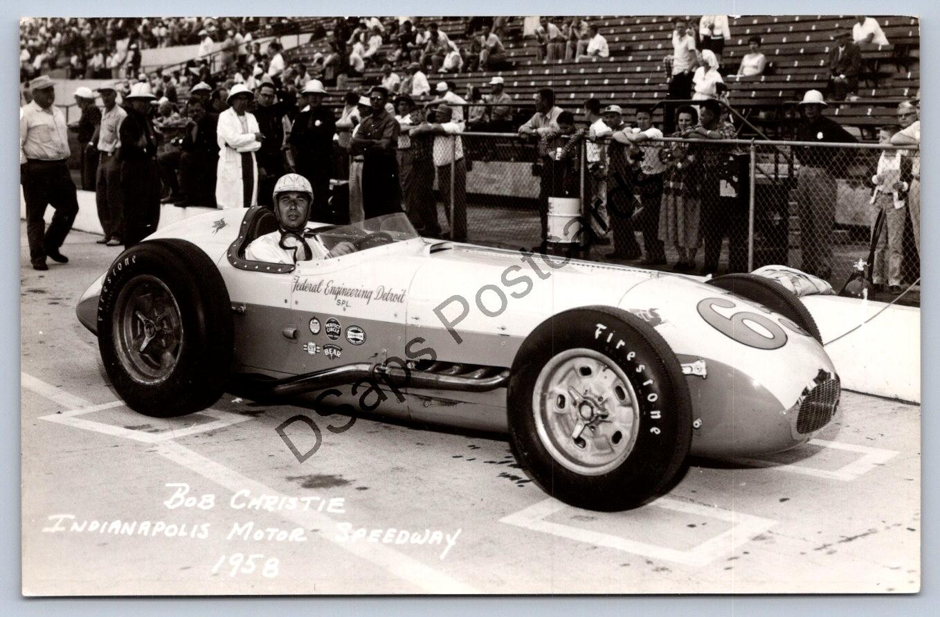 K59/ Indianapolis 500 Indiana RPPC Postcard Race Car 1958 Bob Christie 268