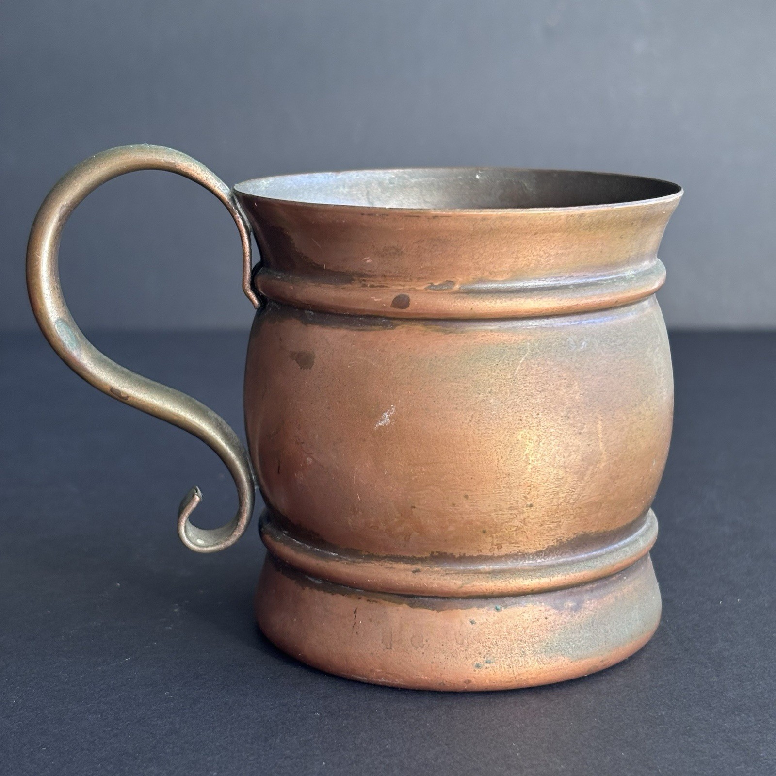 Vintage Gregorian Solid Copper Mug Tankard Made in USA 1970s ENGRAVED  Patina