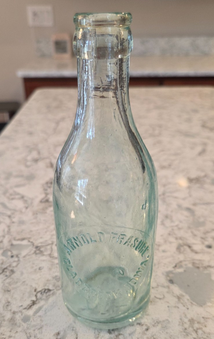 Antique Vintage Arnold Frasure Bottle Soda Pop Gladbrook Iowa 7oz Embossed