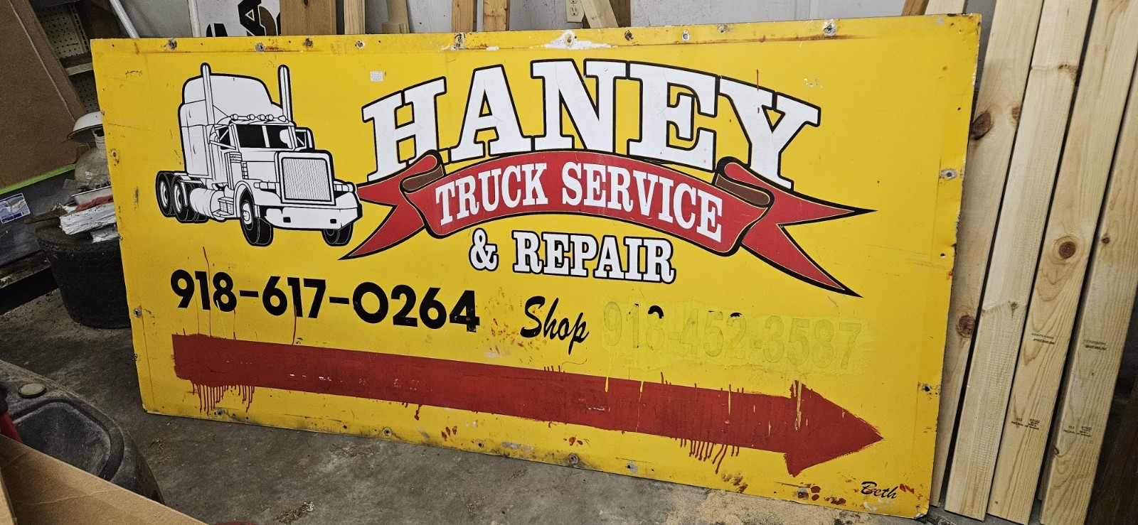 Haney Truck Service Sign HUGE SIGN Pick Up Only
