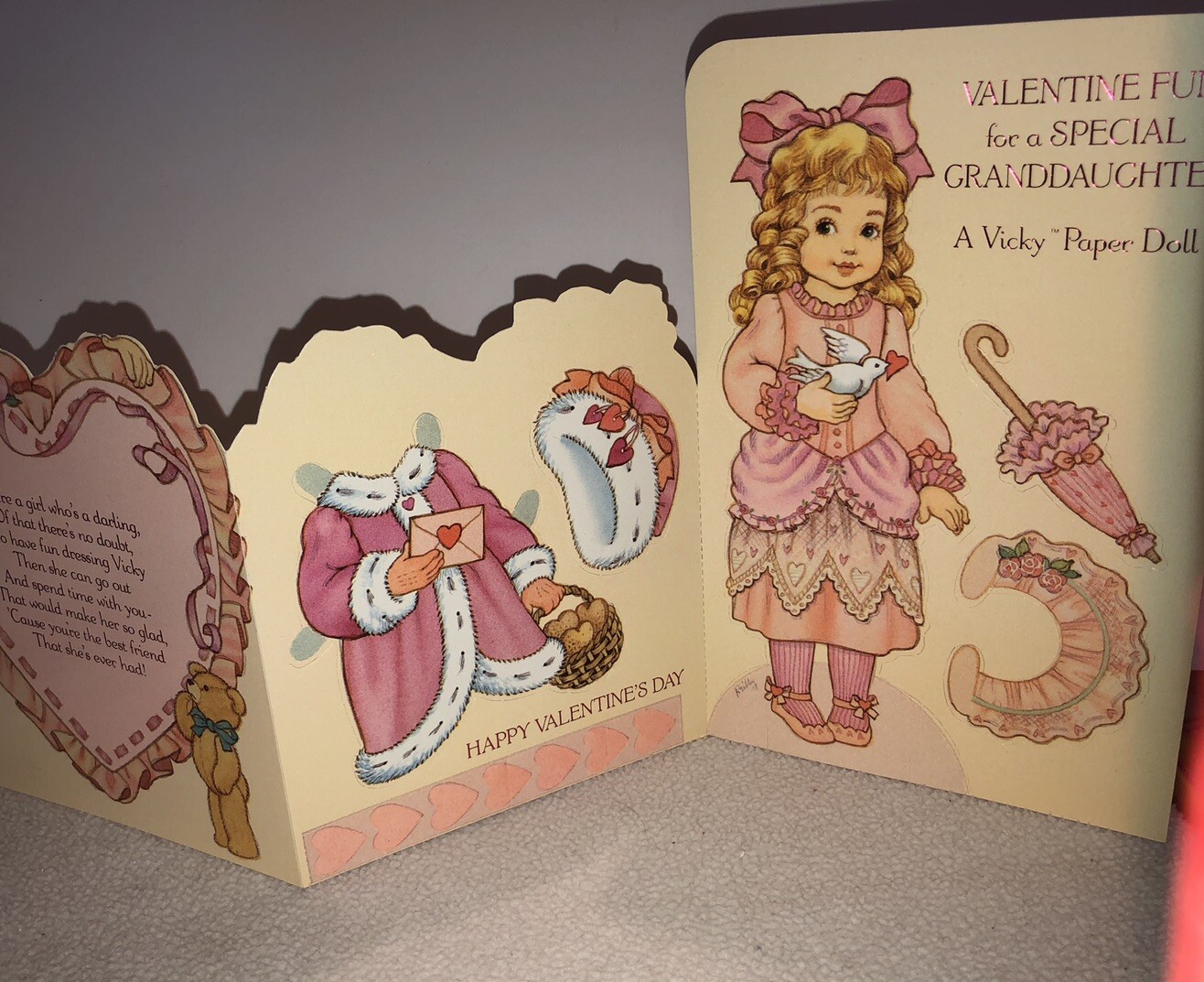 “Valentines Card” Granddaughter Vintage ‘Vicky Paper Doll’
